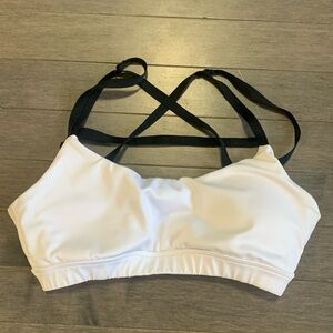 Forever 21 White with Black Straps Yoga Sports Bra Women’s S